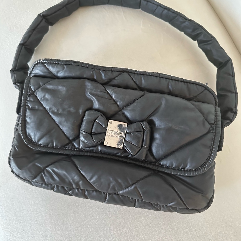 Sonia Rykiel Quilted Bow-Accent Black Shoulder Bag